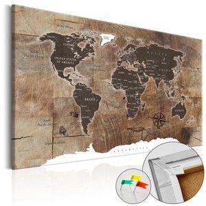 Nástěnka s mapou světa Artgeist Wooden Mosaic, 120 x 80 cm