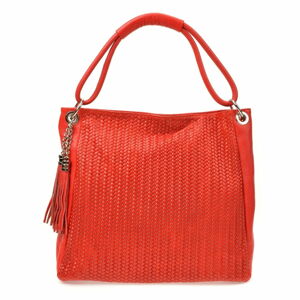 Červená kožená kabelka Luisa Vannini, 45 x 34 cm