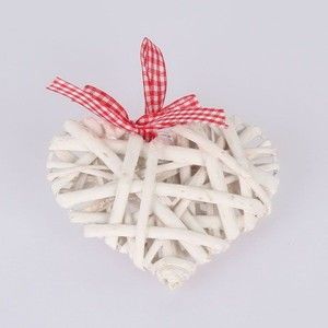 Bílá závěsná ratanová dekorace Dakls Heart