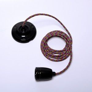Barevný kabel pro stropní světlo s černou objímkou Filament Style Diamond