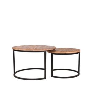 Sada 2 odkládací stolků z mangového dřeva LABEL51 Coffee, ⌀ 50 cm a ⌀ 70 cm