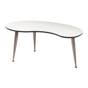 Bílý konferenční stolek s nohami ve stříbrné barvě Folke Strike, 47 x 70 x 110 cm