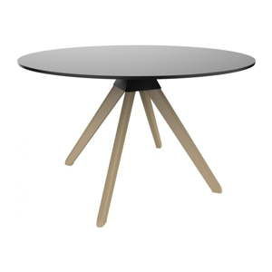 Černý jídelní stůl s podnožím z bukového dřeva Cuckoo, ø 75 cm