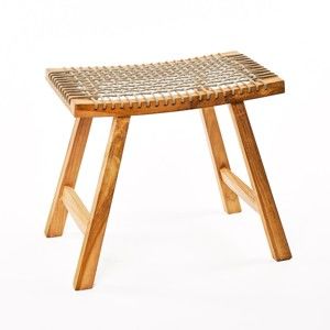 Béžová stolička z teakového dřeva a výpletem z provazu Simla Lay