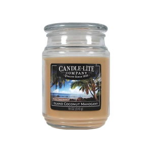 Vonná svíčka ve skle s vůní kokosu a mahagonu Candle-Lite, doba hoření až 110 hodin
