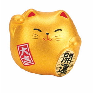 Keramická dekorace ve tvaru kočky ve zlaté barvě Tokyo Design Studio Lucky Cat, výška 5,5 cm