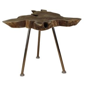 Odkládací stolek s deskou z teakového dřeva HSM collection Stain, ⌀ 80 cm