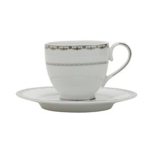 Sada 6 porcelánových hrnků na čaj s podšálky Kasanova Varberg Platinum