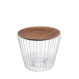 Odkládací stolek z kovu v dekoru ořechového dřeva HARTÔ Ernest, Ø 50 cm
