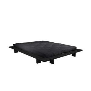 Dvoulůžková postel z borovicového dřeva s matrací Karup Design Japan Double Latex Black/Black, 160 x 200 cm