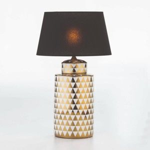 Keramická stolní lampa se vzorem v bílo-zlaté barvě bez stínidla Thai Natura, výška 51 cm