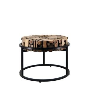 Konferenční stolek z teakového dřeva a železa Moycor, ø 55 x 43 cm
