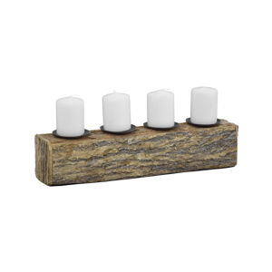Dřevěný svícen na 4 svíčky Ego Dekor Beam, délka 45 cm