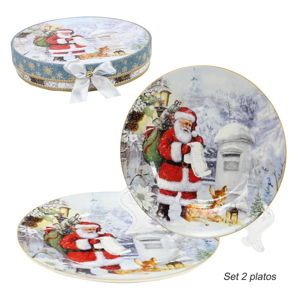 Sada 2 porcelánových vánočních talířů Unimasa Santa Claus, ø 20,3 cm