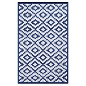 Modro-bílý oboustranný koberec vhodný i do exteriéru Green Decore Parucha, 90 x 150 cm