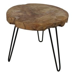 Odkládací stolek s deskou z neopracovaného teakového dřeva HSM collection Helen, ⌀ 55 cm
