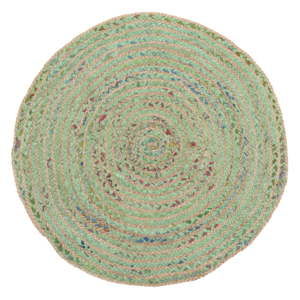 Zelený kruhový koberec z juty a bavlny InArt, ⌀ 90 cm