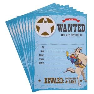 Sada 10 papírových pozvánek Neviti Wild West Cowboys