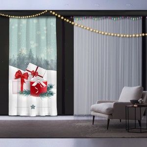 Vánoční závěs Christmas Gift with Ribbon, 140 x 260 cm