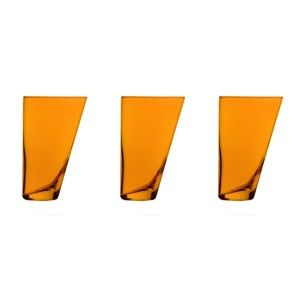 Sada 3 oranžových ručně vyrobených sklenic Surdic Ponza, 300 ml