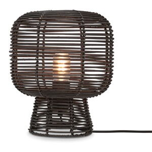 Černá stolní lampa s ratanovým stínidlem (výška 30 cm) Tanami – Good&Mojo