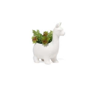 Bílý porcelánový květináč ve tvaru lamy Kikkerland Llama