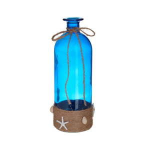 Modrá skleněná dekorativní láhev InArt Sea, ⌀ 11 cm