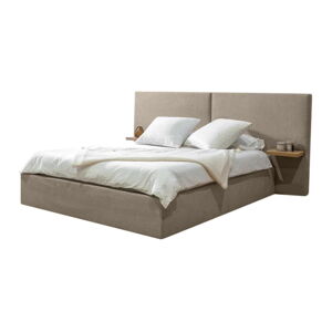 Béžová čalouněná dvoulůžková postel s úložným prostorem s roštem 160x200 cm Blandine – Bobochic Paris