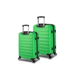 Sada 2 zelených cestovních kufrů na kolečkách s USB porty My Valice RESSNO Cabin & Medium
