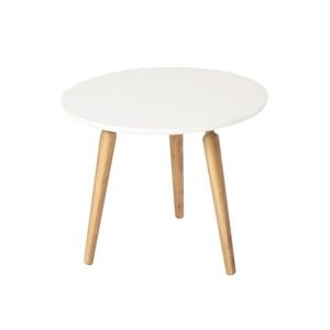 Konferenční stolek s bílou deskou z dubového dřeva Folke Cappuccino, výška 50 cm x ∅ 60 cm
