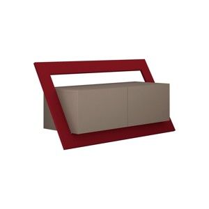 Hnědý TV stolek s tmavě červeným detailem Homitis Kayt