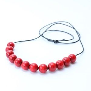 Červený dřevěný dlouhý náhrdelník Ko-ra-le Long