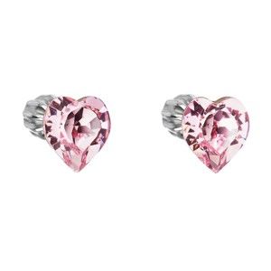 Růžové náušnice ze stříbra se Swarovski krystaly ve tvaru srdce Je Veux Dorseo