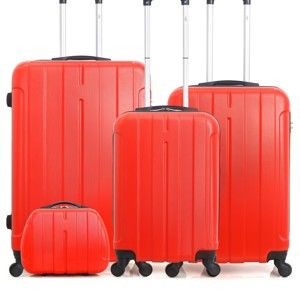 Set 4 červených cestovních kufrů na kolečkách Hero Fogo-C