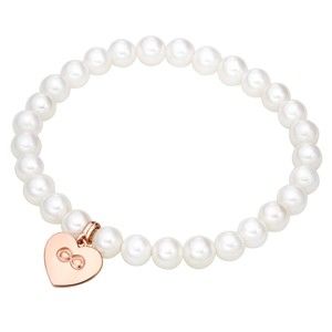 Bílý perlový náramek s přívěškem Nova Pearls Copenhagen Heart, délka 20 cm
