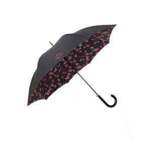 Černý holový deštník s růžovými detaily Ambiance Enamorado, ⌀ 104 cm