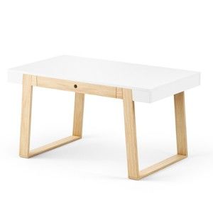 Jídelní stůl z dubového dřeva s bílou deskou a bílými detaily Absynth Magh, 140 x 80 cm