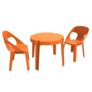 Oranžový dětský zahradní set 1 stolu a 2 židliček Resol Julieta