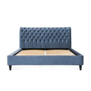 Blankytně modrá postel z bukového dřeva s černými nohami Vivonita Allon, 180 x 200 cm