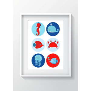 Nástěnný obraz OYO Kids Sea Creatures, 24 x 29 cm