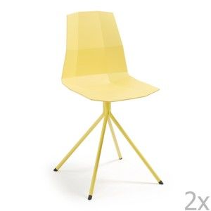 Sada 2 žlutých jídelních židlí La Forma Pixel