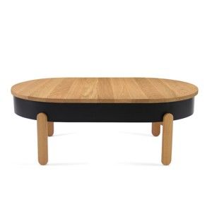 Přírodno-černý odkládací stolek z dubového dřeva s úložným prostorem Woodendot Batea L