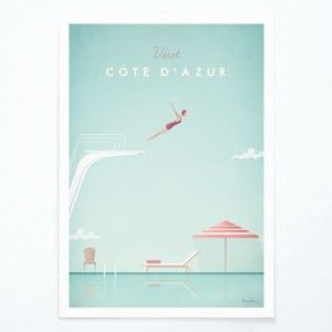 Plakát Travelposter Côte d'Azur, A3