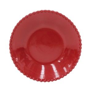 Rubínově červený kameninový talíř na polévku Costa Nova Pearl, ⌀ 24 cm