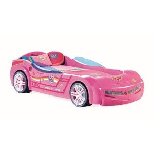 Růžová dětská postel ve tvaru auta Biturbo Carbed Pink, 90 x 195 cm