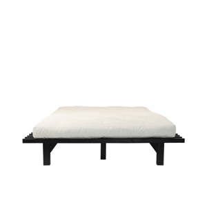 Dvoulůžková postel z borovicového dřeva s matrací Karup Design Blues Comfort Mat Black/Natural, 160 x 200 cm