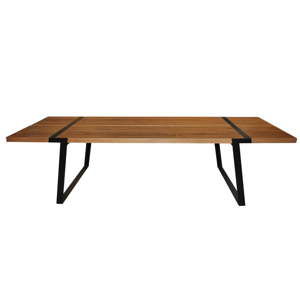 Tmavý dřevěný jídelní stůl s černým podnožím Canett Gigant, 240 cm