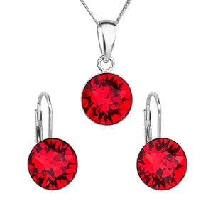 Set 2 stříbrných náušnic a náhrdelníku se Swarovski krystaly v červené barvě Je Veux Mismo