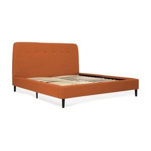 Oranžová dvoulůžková postel s černými nohami Vivonita Mae, 140 x 200 cm