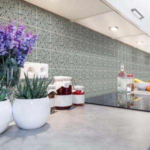 Sada 60 nástěnných samolepek Ambiance Cement Tiles Terrazzo Victorino, 10 x 10 cm